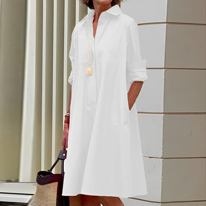 Robe chemise chic avec manches 3/4 idéale pour toutes les occasions