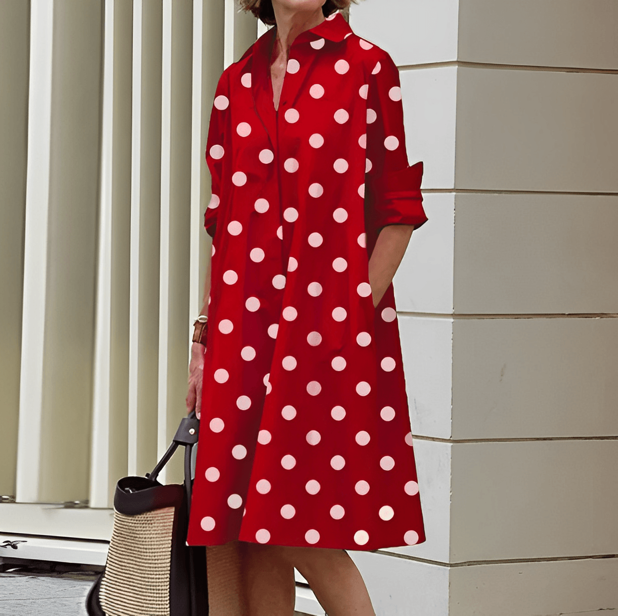 Robe chemise chic avec manches 3/4 idéale pour toutes les occasions