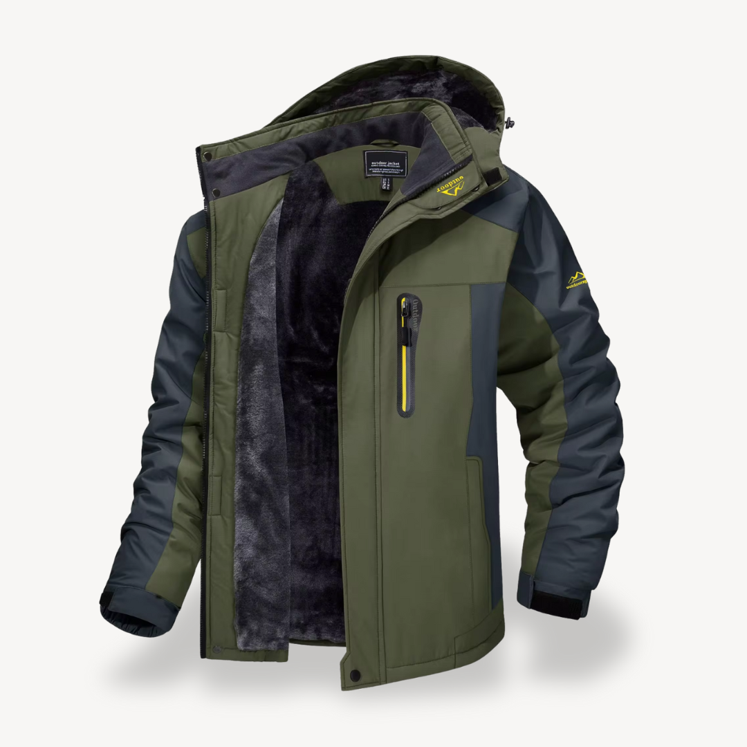 Waterproof Outdoor Jacket with Hood and Removable Inner Layer for Men