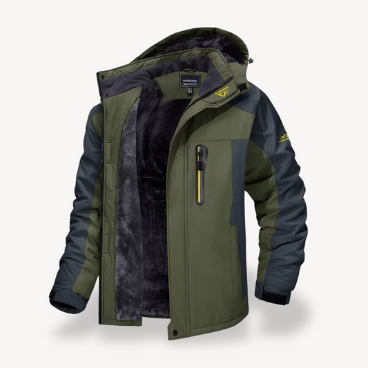 Waterproof Outdoor Jacket with Hood and Removable Inner Layer for Men