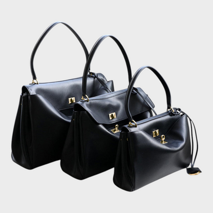 Structured Top Handle Bag with Turn Lock Flap and Long Strap for Women