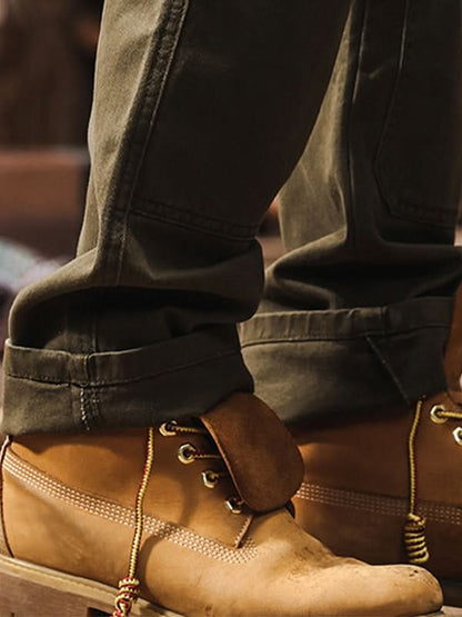 Utility Cargo Trousers with Side Pockets and Reinforced Seams for Men