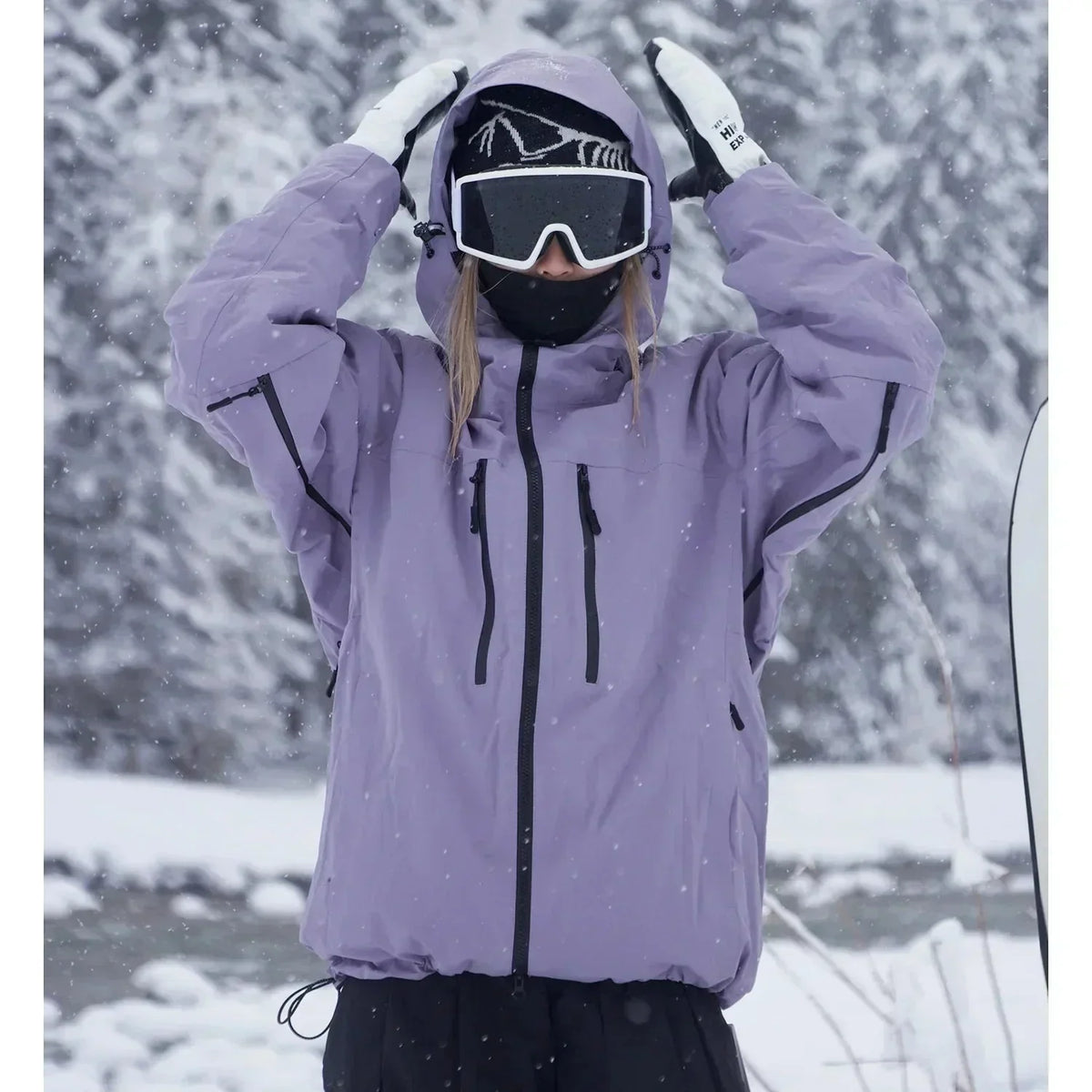 Insulated Ski Jacket with Hood and Waterproof Zip Pockets for Women