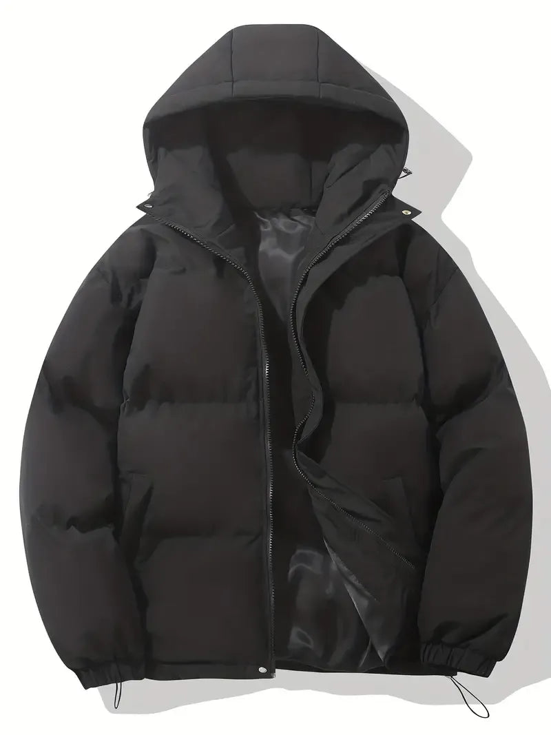 Cropped Hooded Puffer Jacket with Full Zip and Elastic Cuffs for Women
