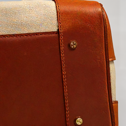 Two Tone Satchel Bag with Strap Flap and Contrast Edges for Women
