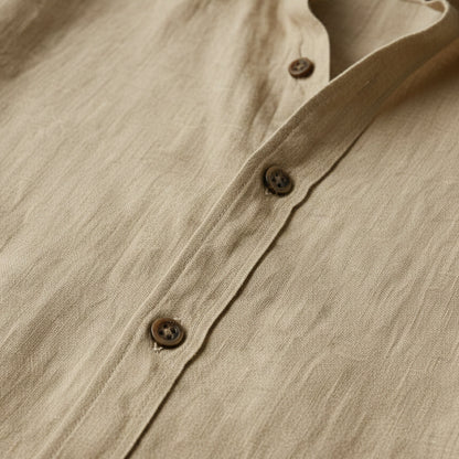Long Sleeve Button Up Shirt with Pointed Collar and Curved Hem for Men