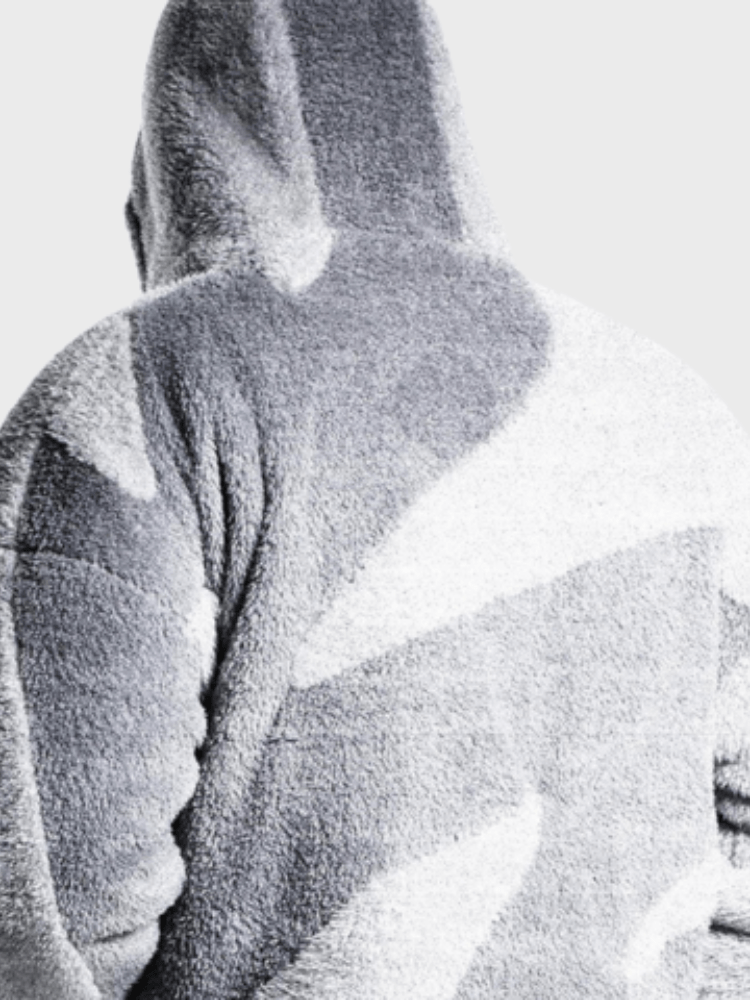 Hooded Zip Up Jacket with Panel Design and Drawstring Hem for Men