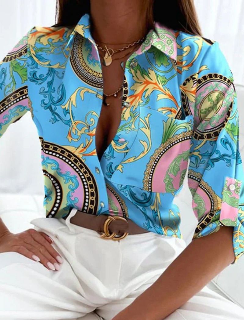 Blouse d'été pour femme avec col rabattu élégant