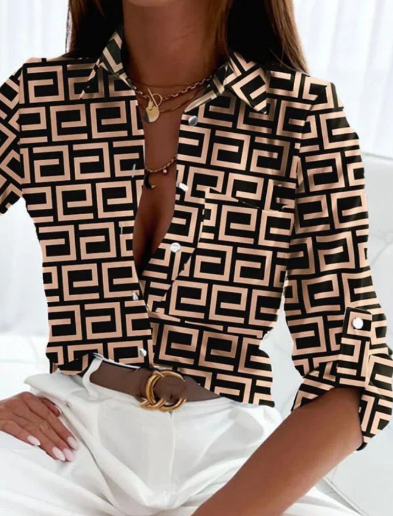 Blouse d'été pour femme avec col rabattu élégant