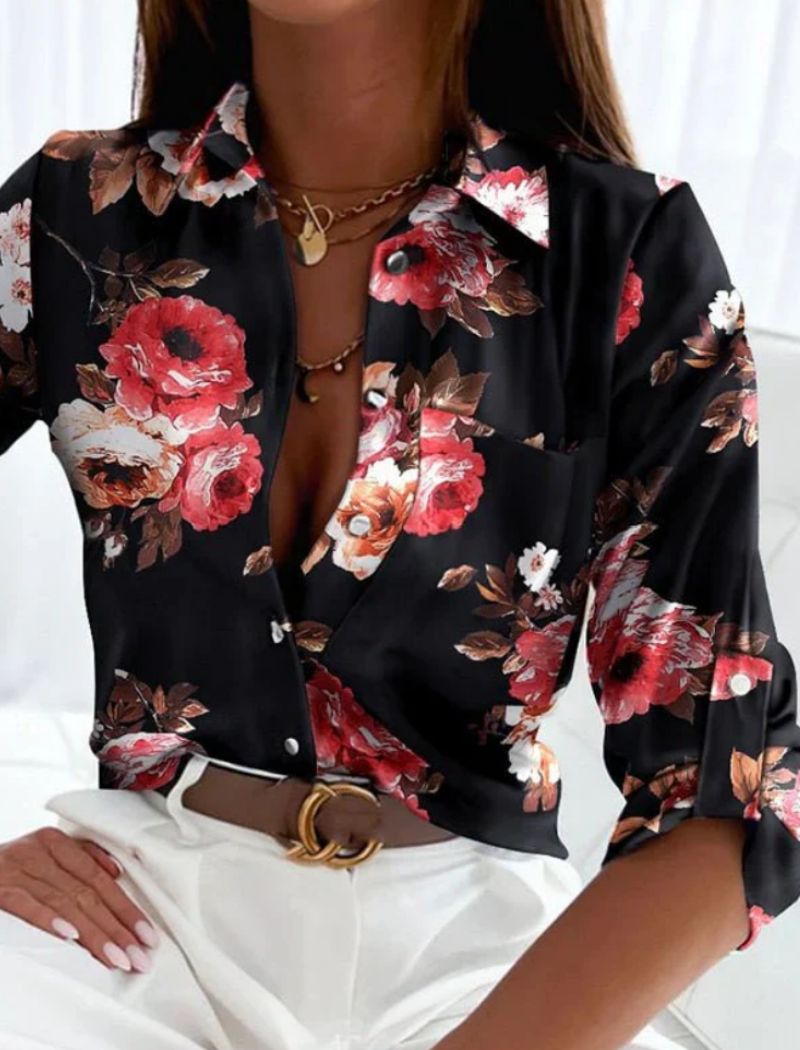 Blouse d'été pour femme avec col rabattu élégant