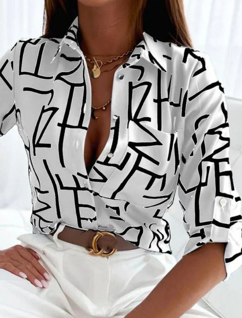 Blouse d'été pour femme avec col rabattu élégant