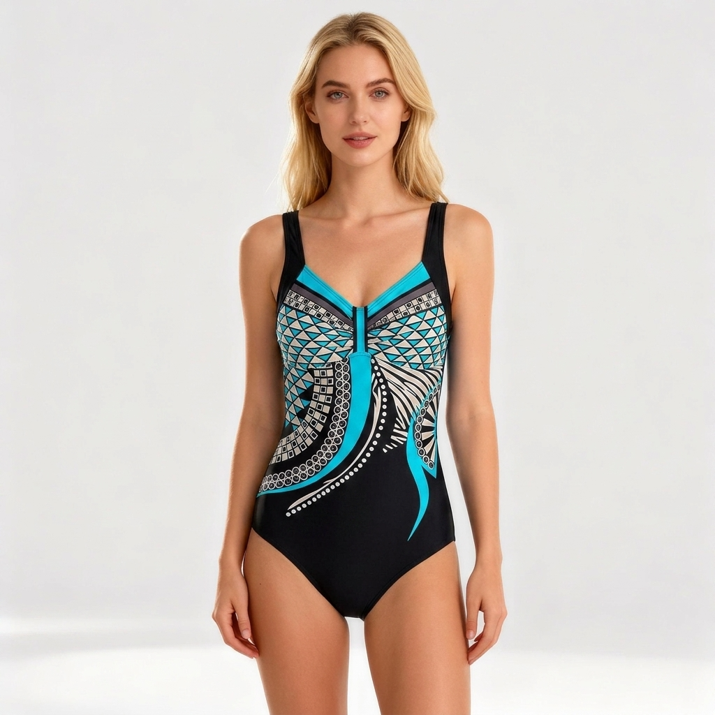 Maillot de bain 1 pièce à bretelles larges d'été