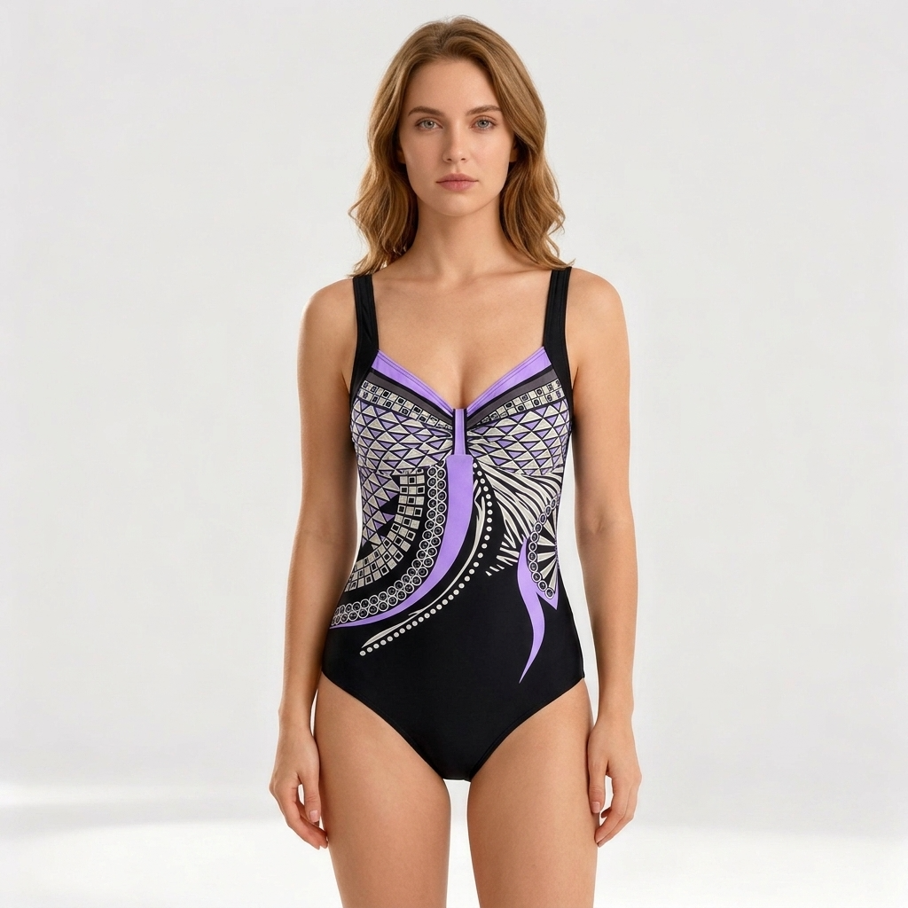 Maillot de bain 1 pièce à bretelles larges d'été