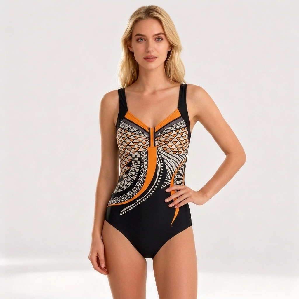 Maillot de bain 1 pièce à bretelles larges d'été
