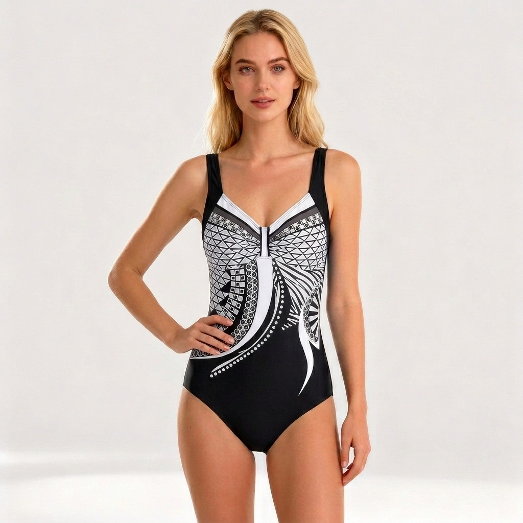 Maillot de bain 1 pièce à bretelles larges d'été
