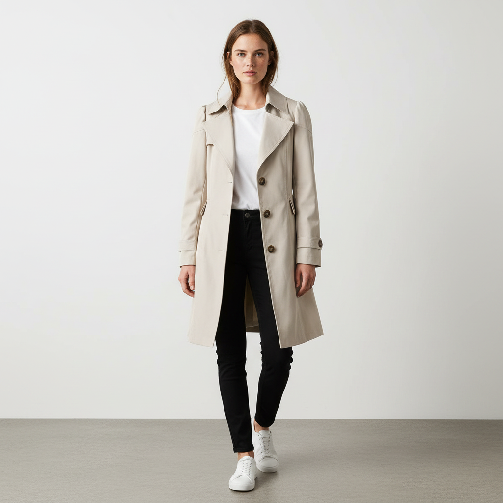 Trench coat elegante dal taglio senza tempo