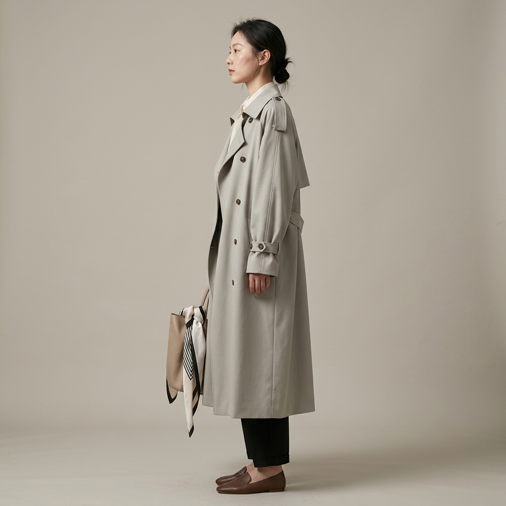 Langer Damen-Trenchcoat mit Rückeneinsatz