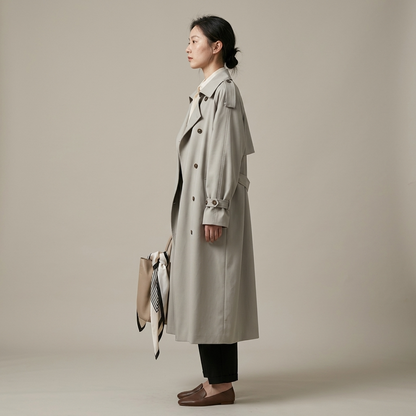 Langer Damen-Trenchcoat mit Rückeneinsatz