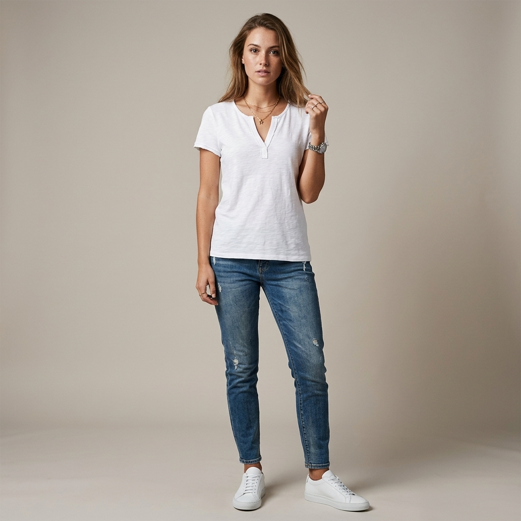 Top Blanc Élégant à Manches Courtes pour Toutes Occasions