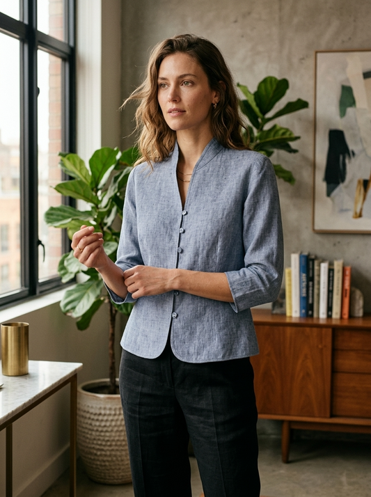 Blouse pour Femme Élégante à Col Montant Chic et Confortable