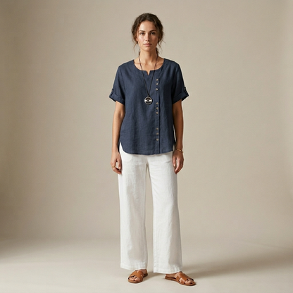 Elegante blouse met een mooie sluitknop voor dames
