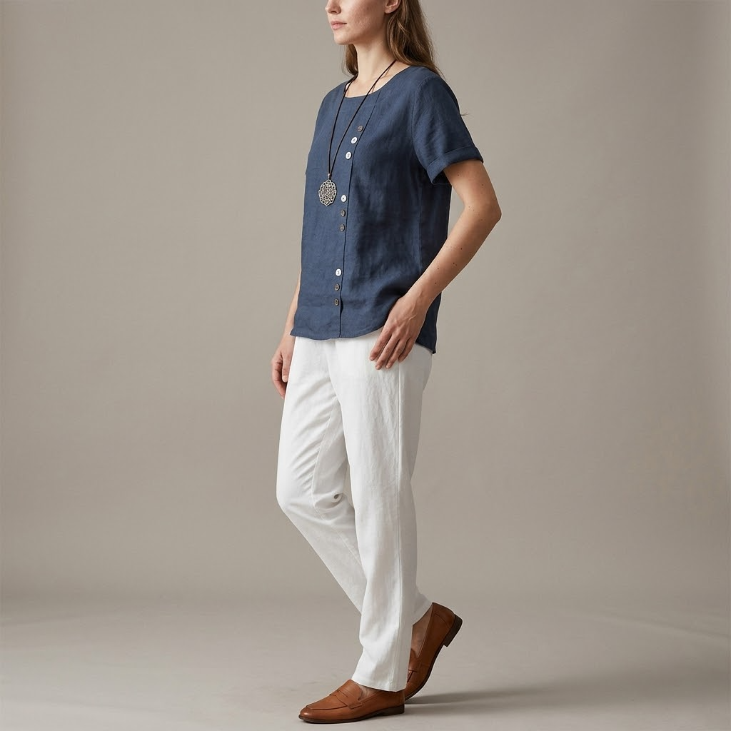 Elegante blouse met een mooie sluitknop voor dames