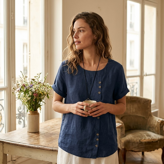 Blouse élégante avec un joli bouton de fermeture pour femme