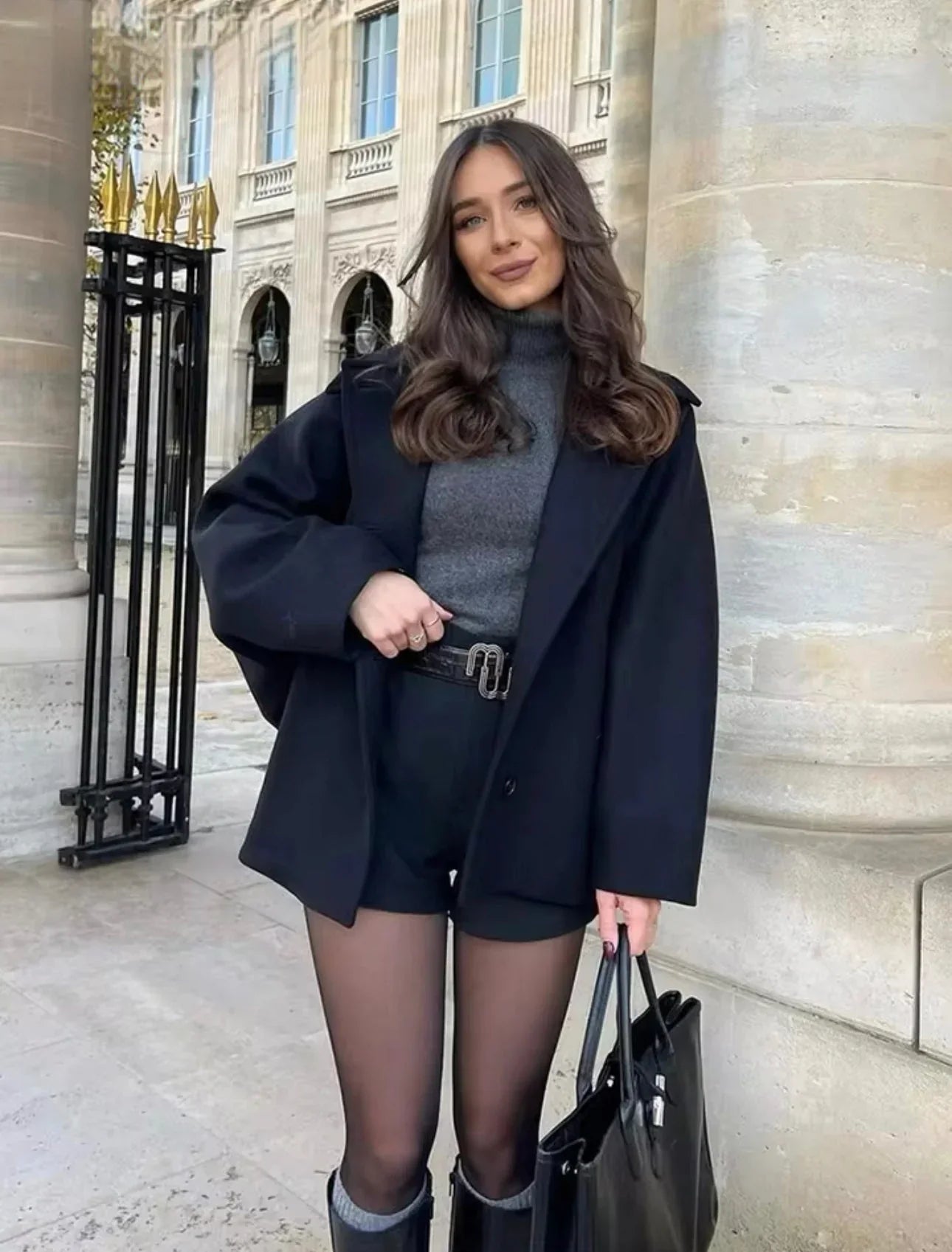 Veste oversize en cuir doux