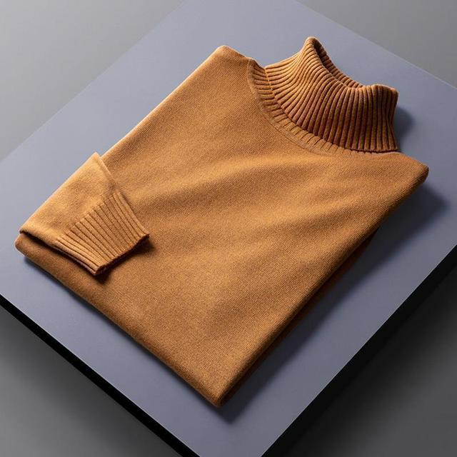 Pull col roulé élégant unicolore pour homme
