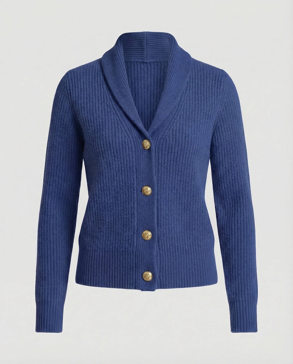 Shawl Collar Cardigan with Button Front and Ribbed Texture for Women