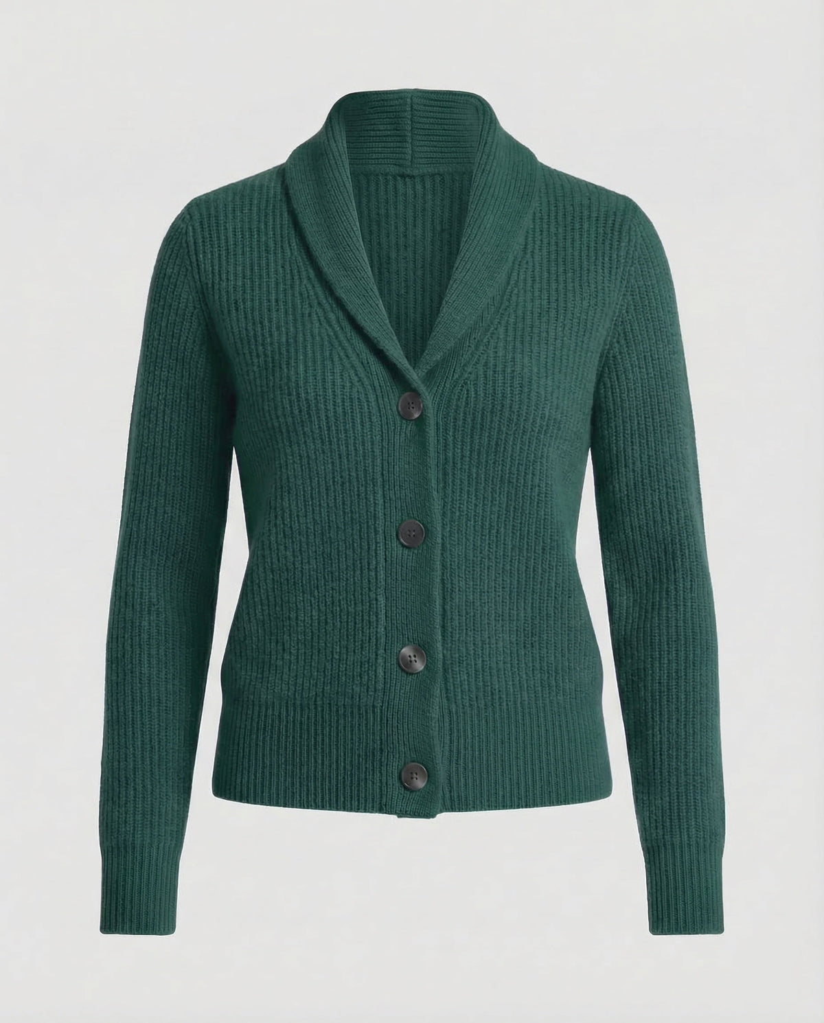 Shawl Collar Cardigan with Button Front and Ribbed Texture for Women