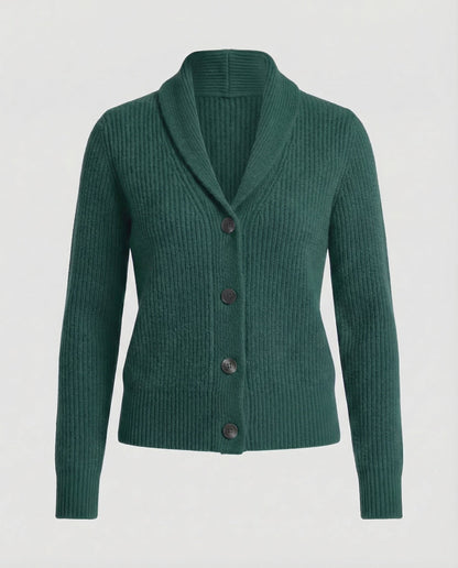 Shawl Collar Cardigan with Button Front and Ribbed Texture for Women