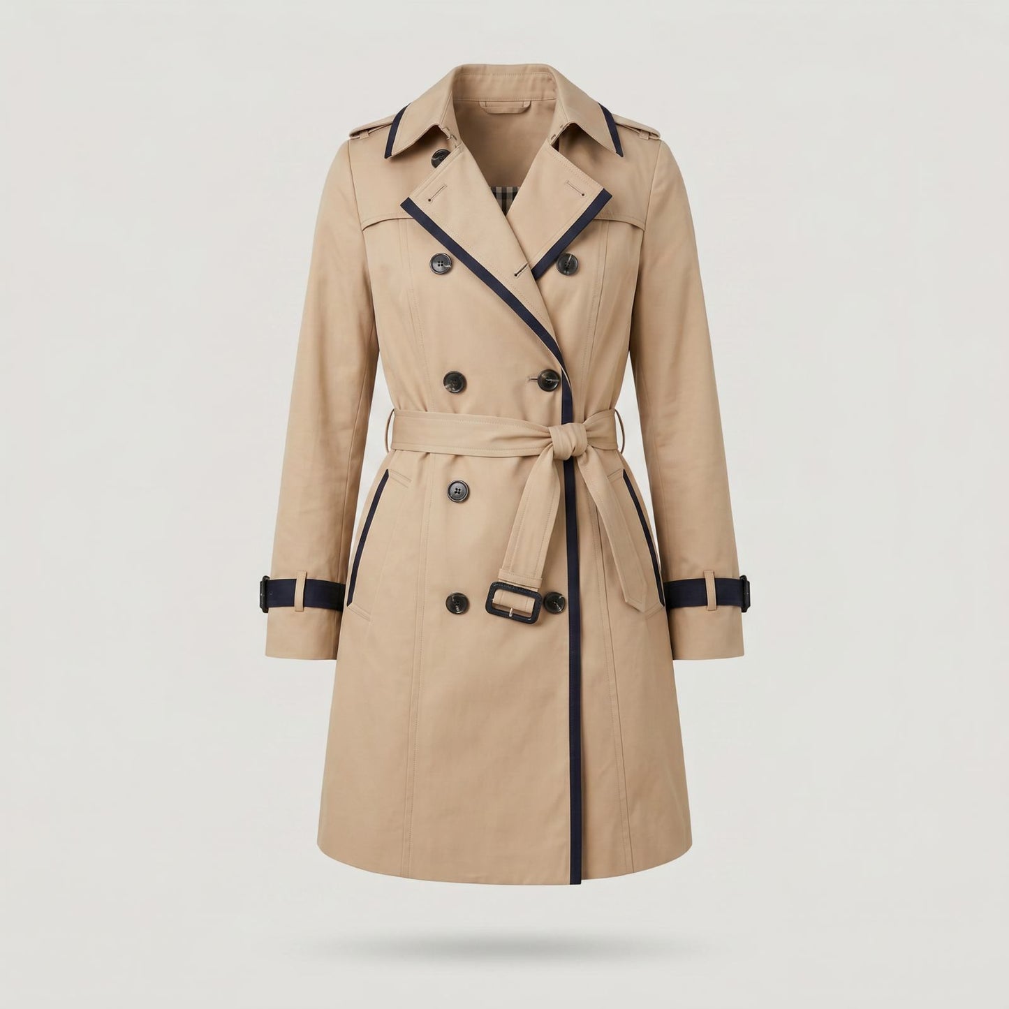 Halflange getailleerde trenchcoat voor dames met elegante aansluitende pasvorm
