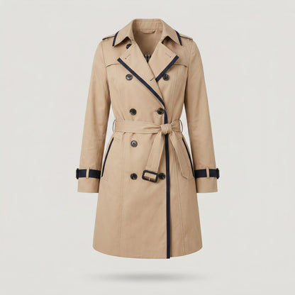 Halflange getailleerde trenchcoat voor dames met elegante aansluitende pasvorm