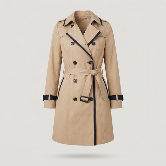 Fitted Mid-Length Trench Coat for Women with Elegant Tailored Fit