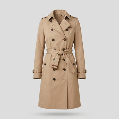 Elegant Fitted Trench Coat with Double Row of Buttons