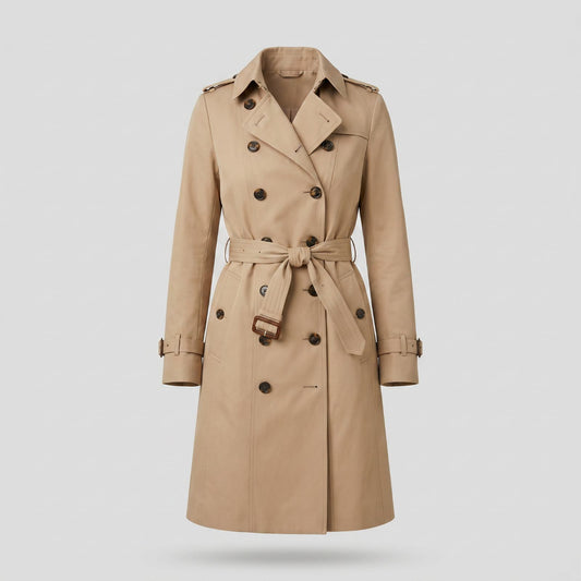 Trenchcoat élégant et ajusté avec double rangée de boutons