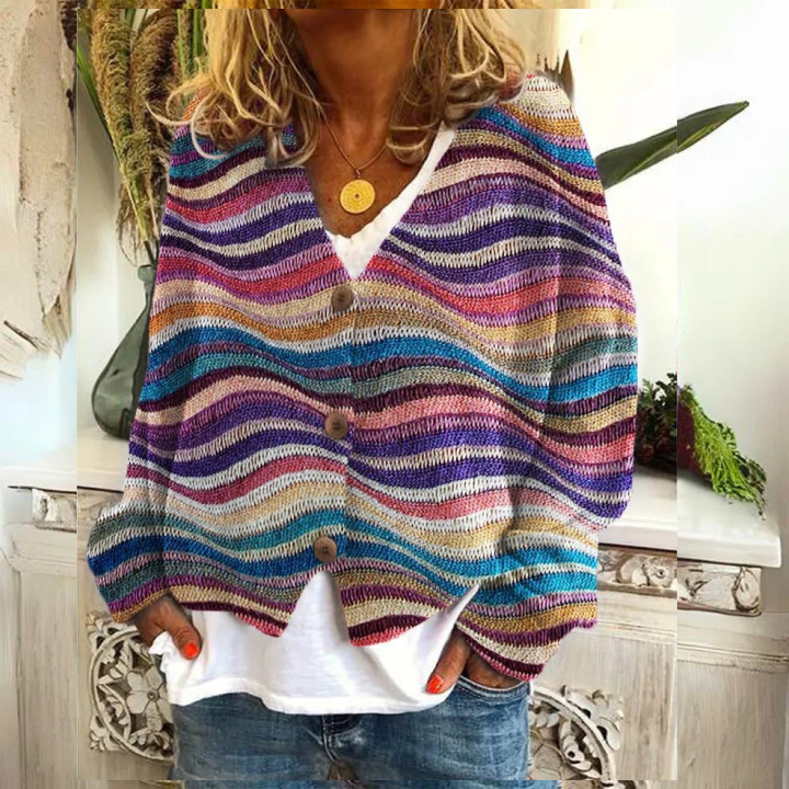 Veste en tricot floral stylée