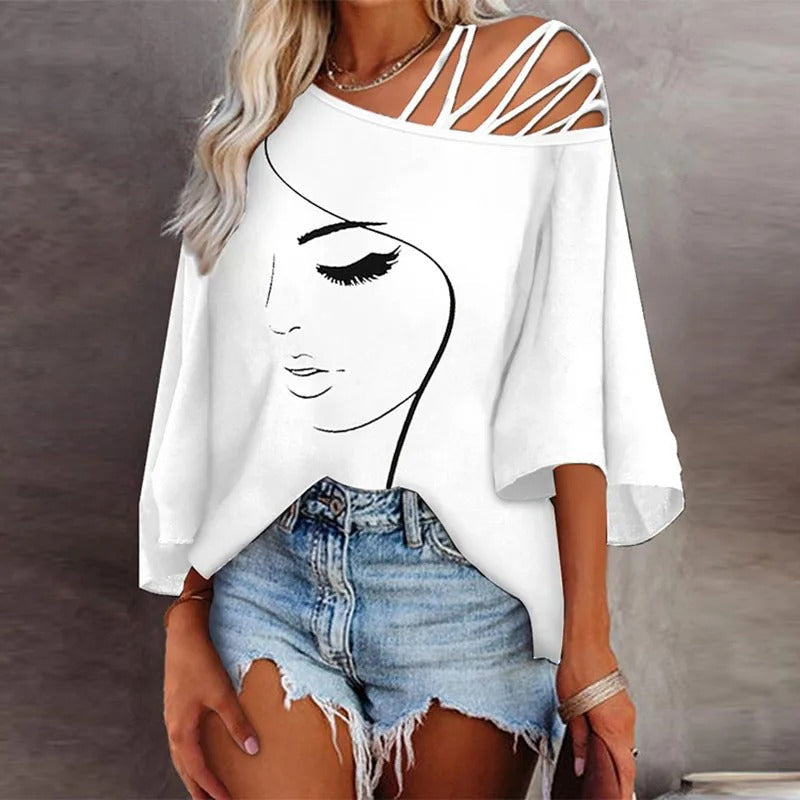 T-shirt femme avec motif imprimé élégant et moderne pour toutes occasions